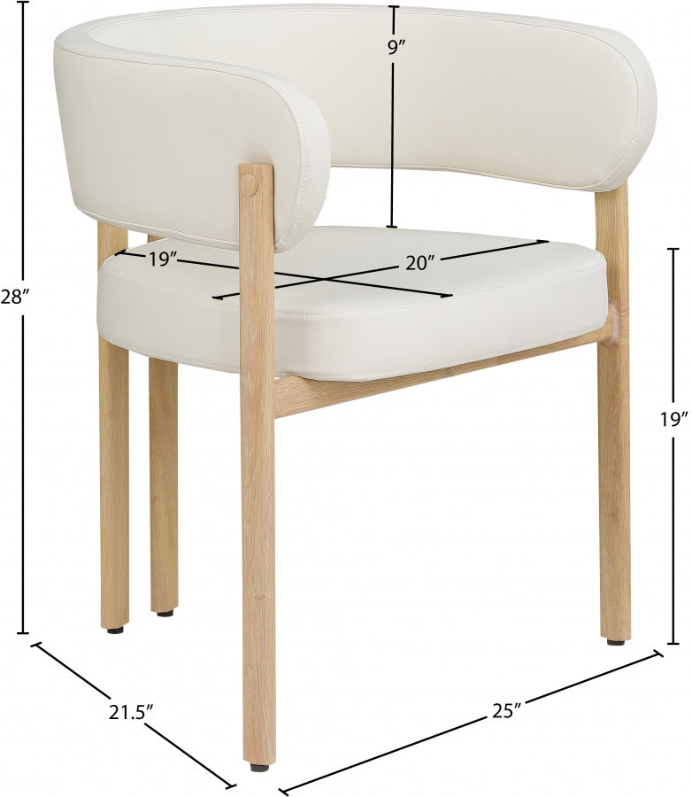 Gideon Vegan Leather Upholstered Dining Chair in Cream, Set of 2 - 982Cream-C