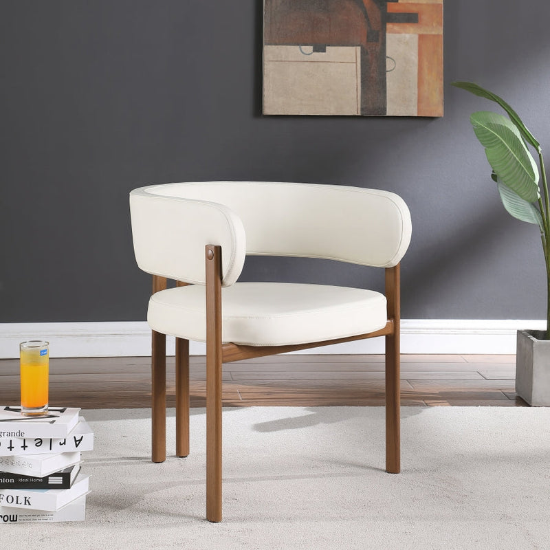 Gideon Vegan Leather Upholstered Dining Chair in Cream, Set of 2 - 983Cream-C