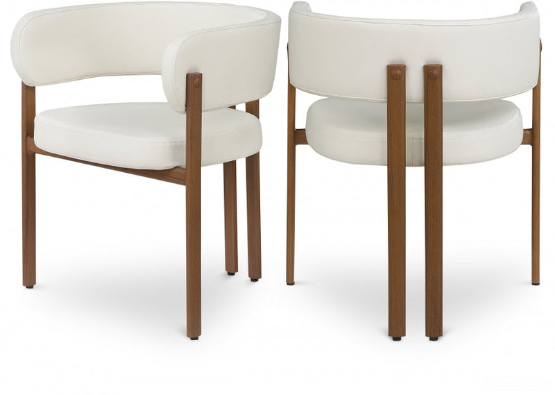 Gideon Vegan Leather Upholstered Dining Chair in Cream, Set of 2 - 983Cream-C