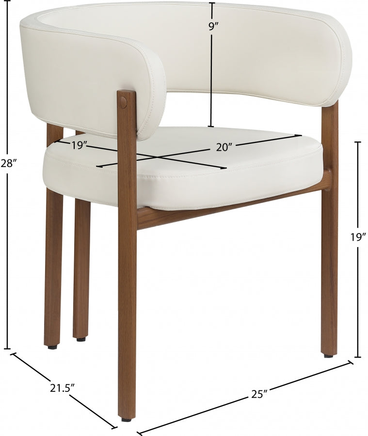 Gideon Vegan Leather Upholstered Dining Chair in Cream, Set of 2 - 983Cream-C