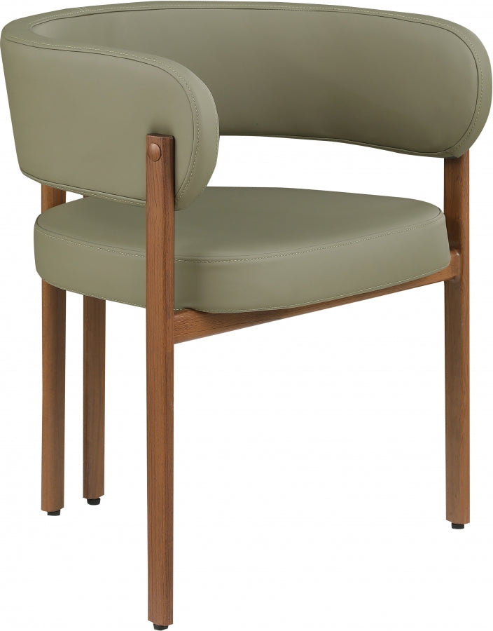 Gideon Vegan Leather Upholstered Dining Chair in Green, Set of 2 - 983Olive-C