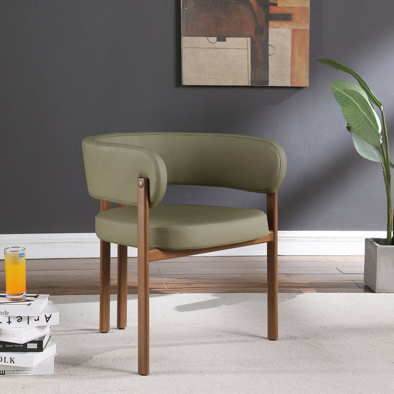 Gideon Vegan Leather Upholstered Dining Chair in Green, Set of 2 - 983Olive-C
