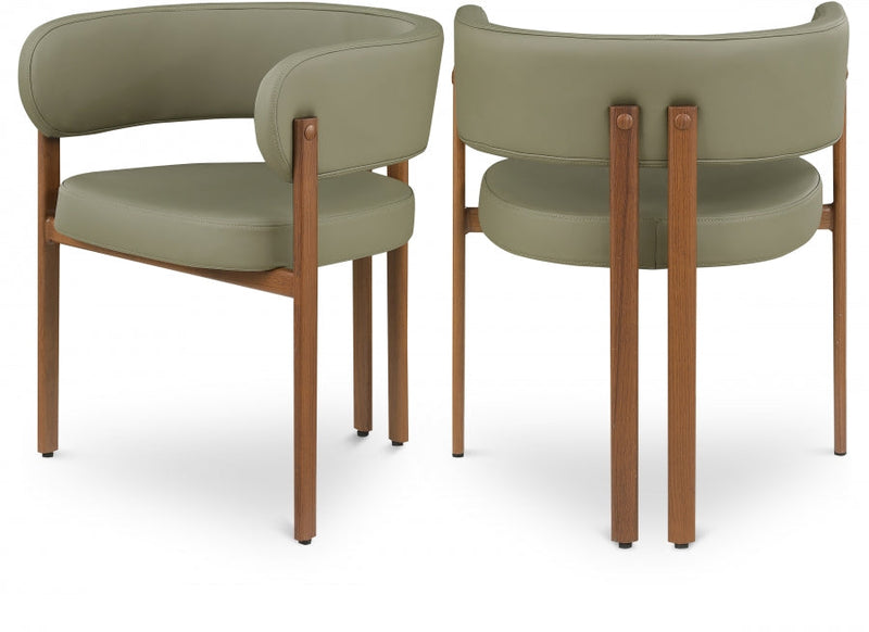 Gideon Vegan Leather Upholstered Dining Chair in Green, Set of 2 - 983Olive-C