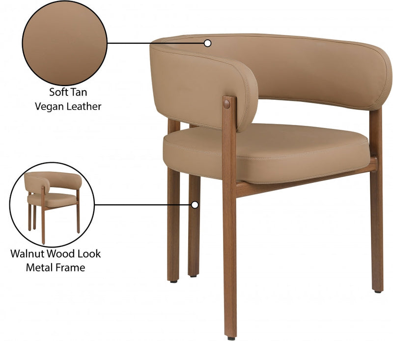 Gideon Vegan Leather Upholstered Dining Chair in Natural, Set of 2 - 983Tan-C