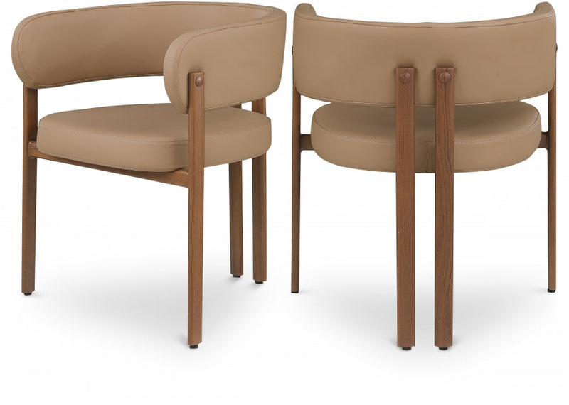Gideon Vegan Leather Upholstered Dining Chair in Natural, Set of 2 - 983Tan-C