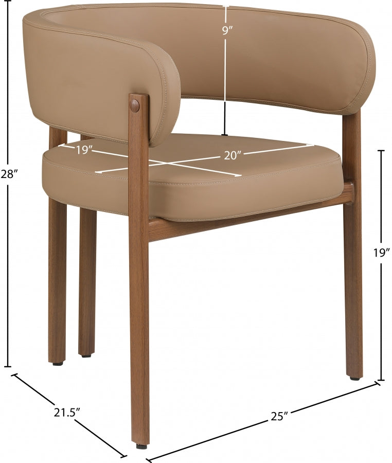 Gideon Vegan Leather Upholstered Dining Chair in Natural, Set of 2 - 983Tan-C