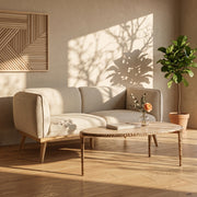 Gild Genuine Marble Top And Aluminum Base Coffee Table in Beige - 66015Beige-CT