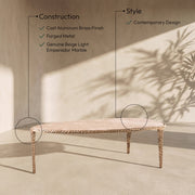 Gild Genuine Marble Top And Aluminum Base Coffee Table in Beige - 66015Beige-CT