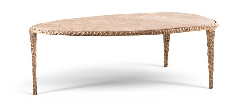 Gild Genuine Marble Top And Aluminum Base Coffee Table in Beige - 66015Beige-CT