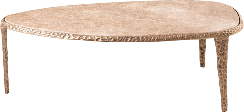 Gild Genuine Marble Top And Aluminum Base Coffee Table in Beige - 66015Beige-CT