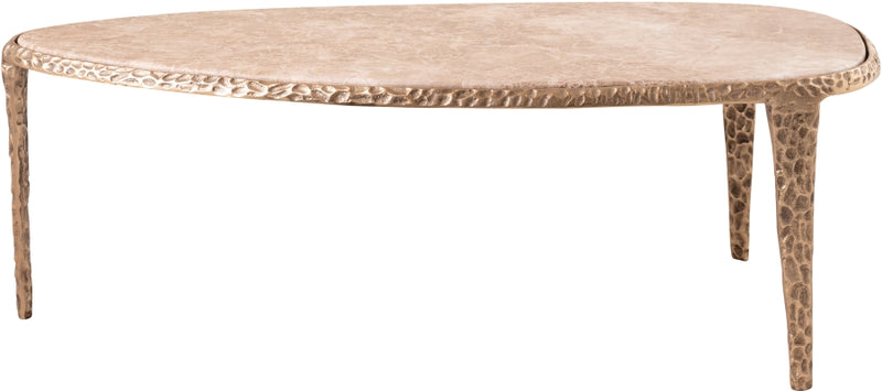 Gild Genuine Marble Top And Aluminum Base Coffee Table in Beige - 66015Beige-CT