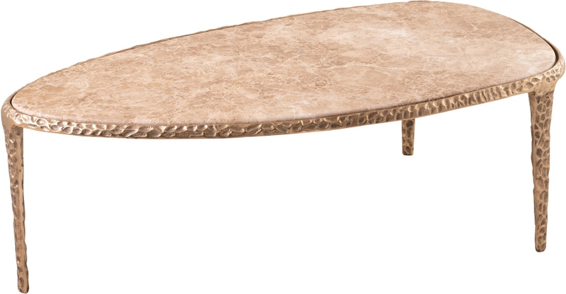 Gild Genuine Marble Top And Aluminum Base Coffee Table in Beige - 66015Beige-CT