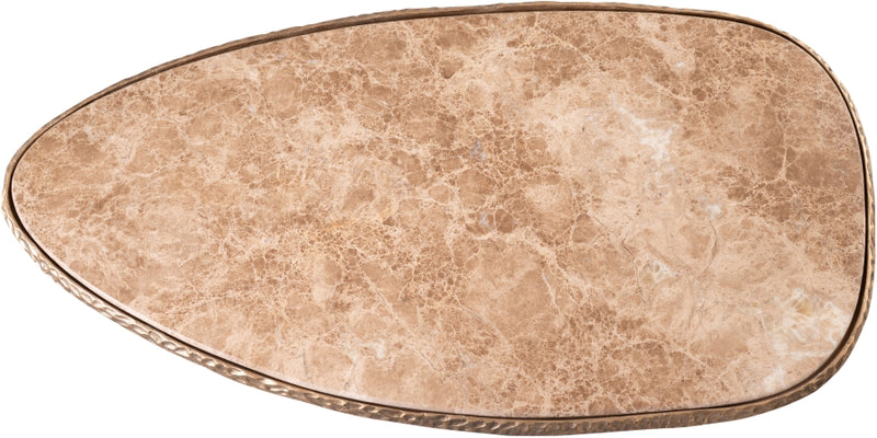 Gild Genuine Marble Top And Aluminum Base Coffee Table in Beige - 66015Beige-CT