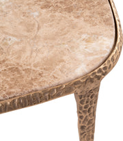 Gild Genuine Marble Top And Aluminum Base Coffee Table in Beige - 66015Beige-CT