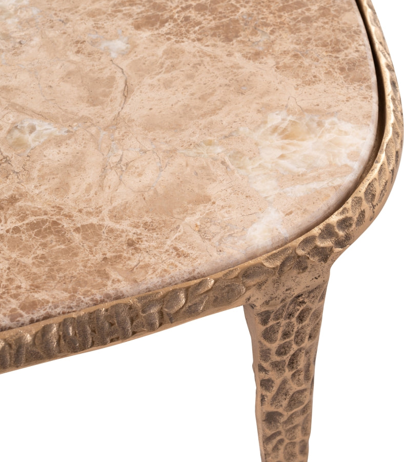 Gild Genuine Marble Top And Aluminum Base Coffee Table in Beige - 66015Beige-CT