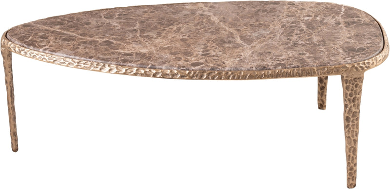 Gild Genuine Marble Top And Aluminum Base Coffee Table in Brown - 66015Brown-CT