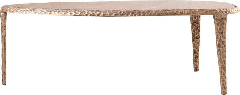 Gild Genuine Marble Top And Aluminum Base Coffee Table in Brown - 66015Brown-CT