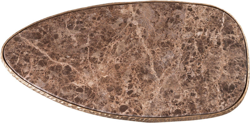 Gild Genuine Marble Top And Aluminum Base Coffee Table in Brown - 66015Brown-CT