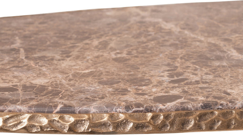 Gild Genuine Marble Top And Aluminum Base Coffee Table in Brown - 66015Brown-CT