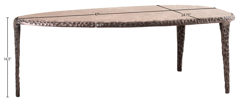 Gild Genuine Marble Top And Aluminum Base Coffee Table in Brown - 66016Brown-CT