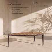Gild Genuine Marble Top And Aluminum Base Coffee Table in Brown - 66016Brown-CT