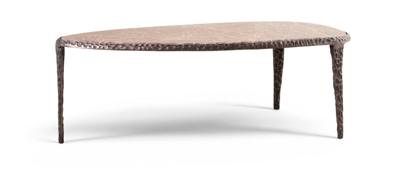 Gild Genuine Marble Top And Aluminum Base Coffee Table in Brown - 66016Brown-CT