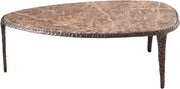 Gild Genuine Marble Top And Aluminum Base Coffee Table in Brown - 66016Brown-CT