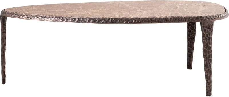 Gild Genuine Marble Top And Aluminum Base Coffee Table in Brown - 66016Brown-CT