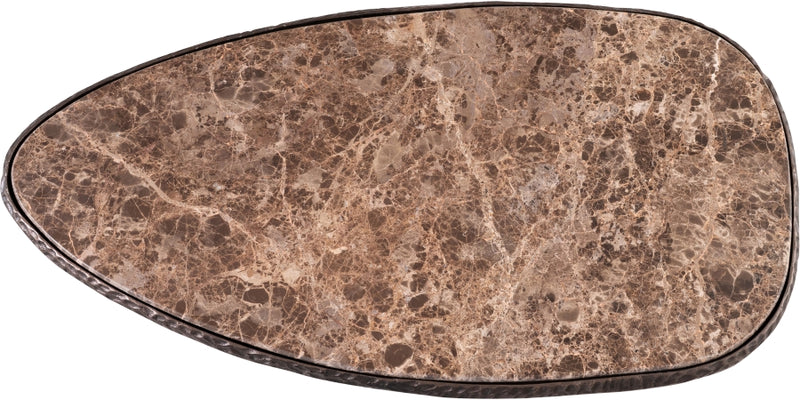Gild Genuine Marble Top And Aluminum Base Coffee Table in Brown - 66016Brown-CT