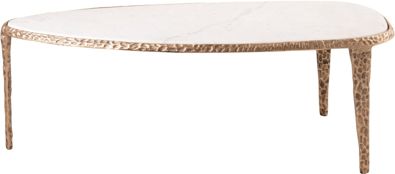Gild Genuine Marble Top And Aluminum Base Coffee Table in White - 66015White-CT