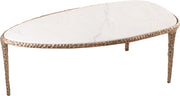 Gild Genuine Marble Top And Aluminum Base Coffee Table in White - 66015White-CT