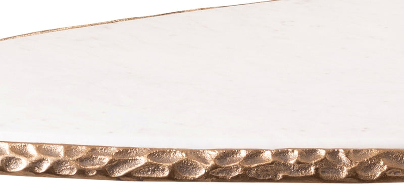 Gild Genuine Marble Top And Aluminum Base Coffee Table in White - 66015White-CT