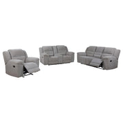 Gilson 3-piece Chenille Upholstered Reclining Sofa Set Grey - 602551-S3