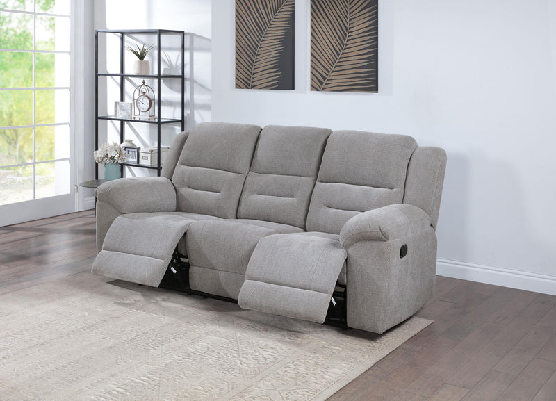 Gilson Chenille Upholstered Reclining Sofa Grey - 602551