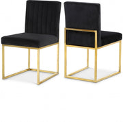Giselle Velvet Upholstered Dining Chair in Black, Set of 2 - 778Black-C