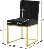 Giselle Velvet Upholstered Dining Chair in Black, Set of 2 - 778Black-C