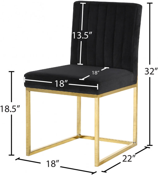 Giselle Velvet Upholstered Dining Chair in Black, Set of 2 - 778Black-C
