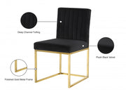 Giselle Velvet Upholstered Dining Chair in Black, Set of 2 - 778Black-C