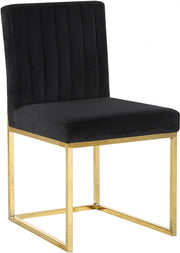 Giselle Velvet Upholstered Dining Chair in Black, Set of 2 - 778Black-C
