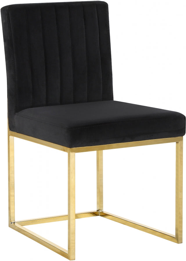 Giselle Velvet Upholstered Dining Chair in Black, Set of 2 - 778Black-C