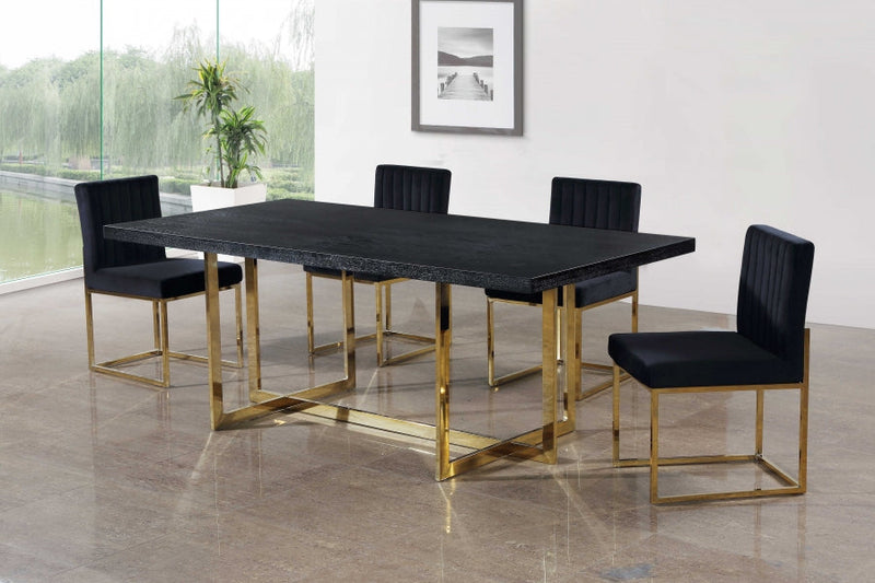 Giselle Velvet Upholstered Dining Chair in Black, Set of 2 - 778Black-C