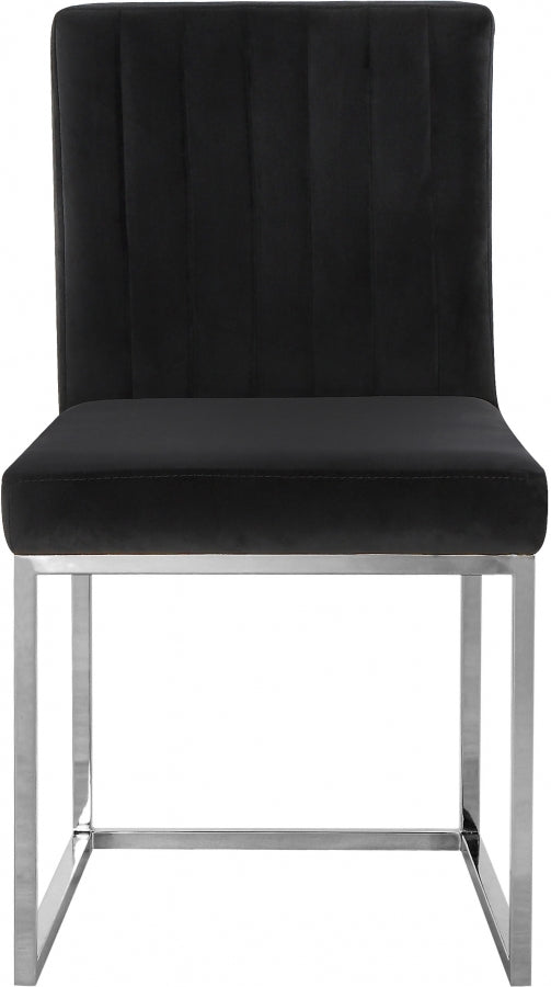 Giselle Velvet Upholstered Dining Chair in Black, Set of 2 - 779Black-C