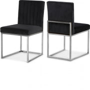 Giselle Velvet Upholstered Dining Chair in Black, Set of 2 - 779Black-C