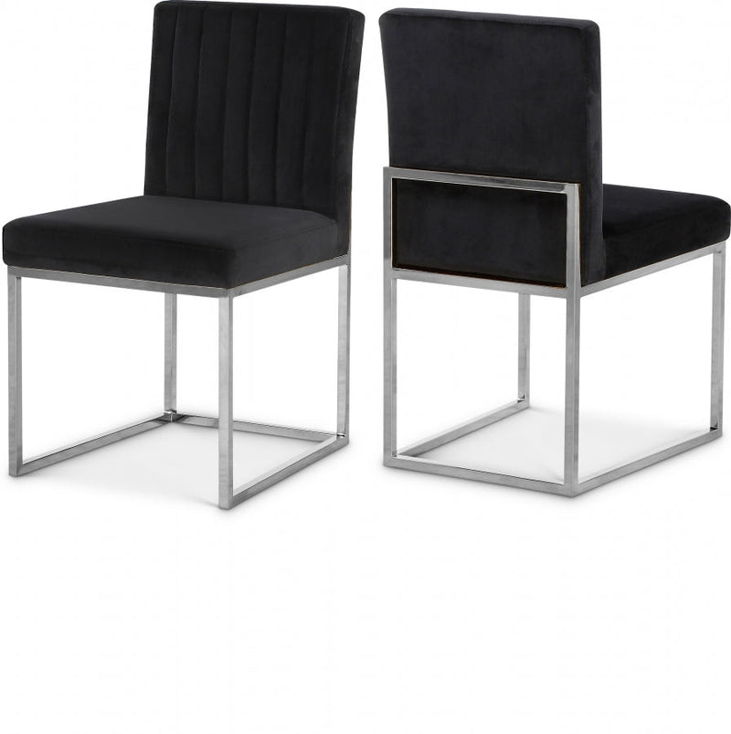 Giselle Velvet Upholstered Dining Chair in Black, Set of 2 - 779Black-C