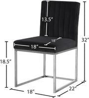 Giselle Velvet Upholstered Dining Chair in Black, Set of 2 - 779Black-C