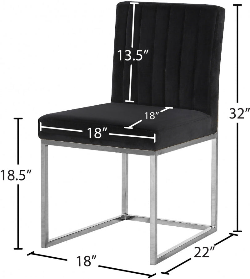 Giselle Velvet Upholstered Dining Chair in Black, Set of 2 - 779Black-C