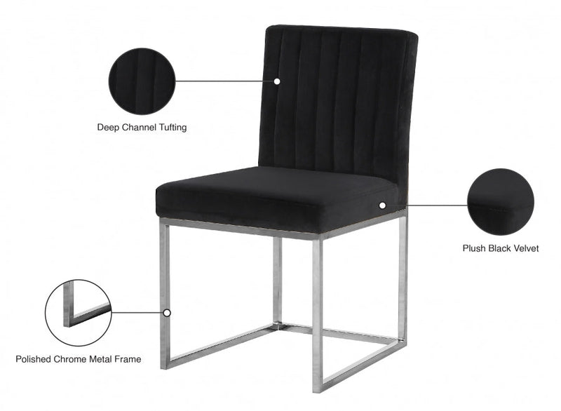 Giselle Velvet Upholstered Dining Chair in Black, Set of 2 - 779Black-C