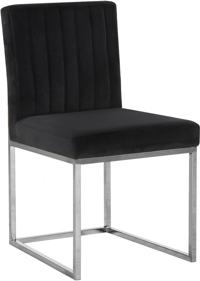 Giselle Velvet Upholstered Dining Chair in Black, Set of 2 - 779Black-C