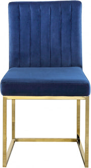 Giselle Velvet Upholstered Dining Chair in Blue, Set of 2 - 778Navy-C