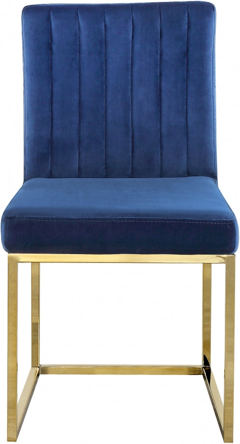 Giselle Velvet Upholstered Dining Chair in Blue, Set of 2 - 778Navy-C